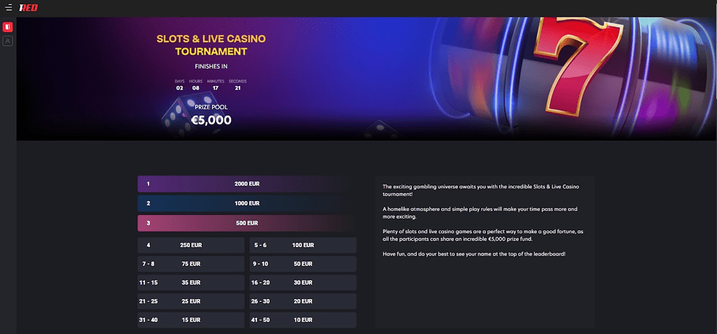 Tournaments at 1RED Casino