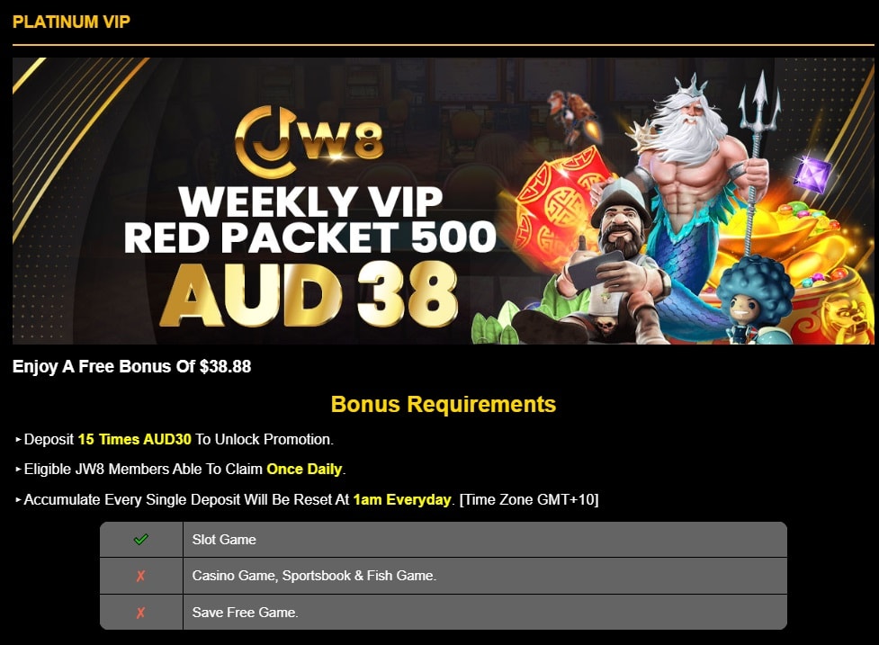 JW8AU Casino No Deposit Bonus – Claim Your 20 AUD Free Chip for Registering 6 JW8AU Casino No Deposit Bonus – Claim Your 20 AUD Free Chip for Registering 4